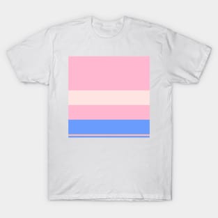 A subtle union of Powder Blue, Cornflower Blue, Baby Pink, Very Light Pink and Pale Rose stripes. T-Shirt